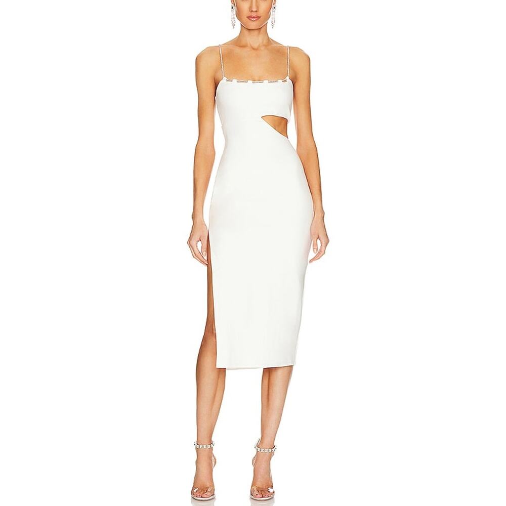 Lovers And Friends Sleek White Charlotte Midi Dress Size S